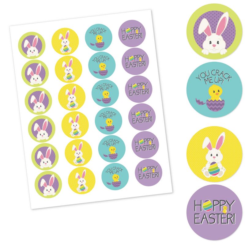 Big Dot of Happiness Hippity Hoppity - Assorted Easter Bunny Party Circle Sticker Labels - 24 Count, 3 of 6