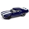 1969 Chevrolet Camaro Z28 Blue Metallic with White and Interior "Muscle Cars USA" 1/64 Diecast Model Car by Johnny Lightning - 2 of 4
