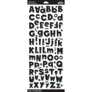 Sticko Alphabet Stickers - Black Glitter, 93pcs - 1 of 1