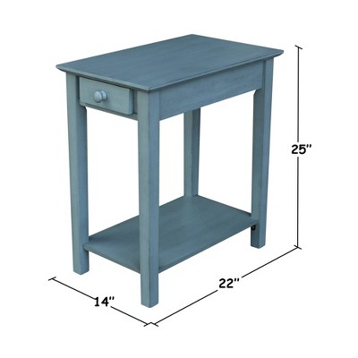 Ocean Blue Traditional Elegant Solid Parawood End Table with Storage