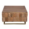 The Urban Port 33" Lift Top Storage Trunk Coffee Table Square Mango Wood Natural Brown - 2 of 4