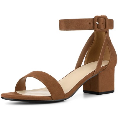 Perphy Women's Open Toe Ankle Strap Block High Heels Sandals