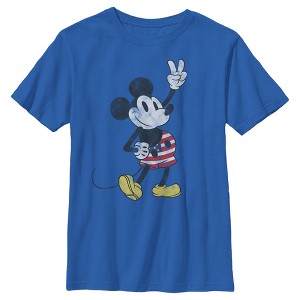 Boy's Mickey & Friends Retro American Peace Sign T-Shirt - 1 of 4