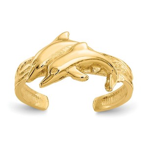 Black Bow Jewelry Dolphins Toe Ring in 14 Karat Gold - 1 of 4