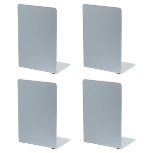 Unique Bargains Stationery Desktop Office Metal L-Shaped Desk Organizer Bookends 2 Set - 1 of 4