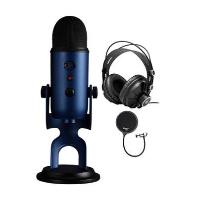 Blue Yeti Microphone (Silver) with Boom Arm Stand, Shock Mount and Pop  Filter Bundle (4 Items),USB