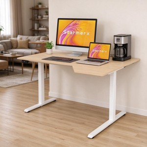 L Shaped Standing Desk, Height Adjustable Corner Computer Workstation ...