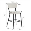 CIPACHO Set of 2 modern teddy fabric upholstered bar stools - Metal base high stool - Suitable for kitchen, dining and living room - Beige - 2 of 4