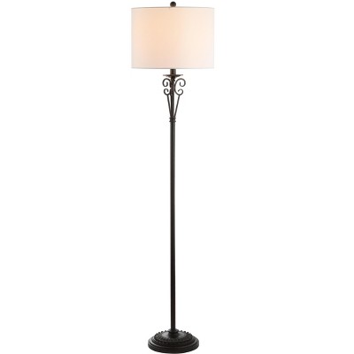 Elegant Antique Brass Floor Lamp with Off-White Shade and 3-Way Switch
