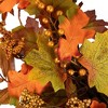 Northlight Fall Harvest Gold Berries and Autumn Leaves Artificial Twig Wreath - 22-Inch, Unlit - 4 of 4