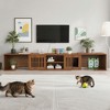 Airsurfer Mid-Century Modern 54.3" Extendable TV Stand (up to 100") with Cat House & Litter Box Enclosure, Sliding Doors, Hidden Pet Furniture - 2 of 4