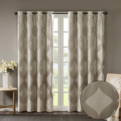 PAGED Knitted Jacquard Total Blackout Curtain for Bedroom,Window Curtain Panel with Grommet Top,Living Room Curtains Machine Washable