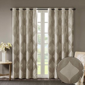 PAGED Knitted Jacquard Total Blackout Curtain for Bedroom,Window Curtain Panel with Grommet Top,Living Room Curtains Machine Washable - 1 of 4
