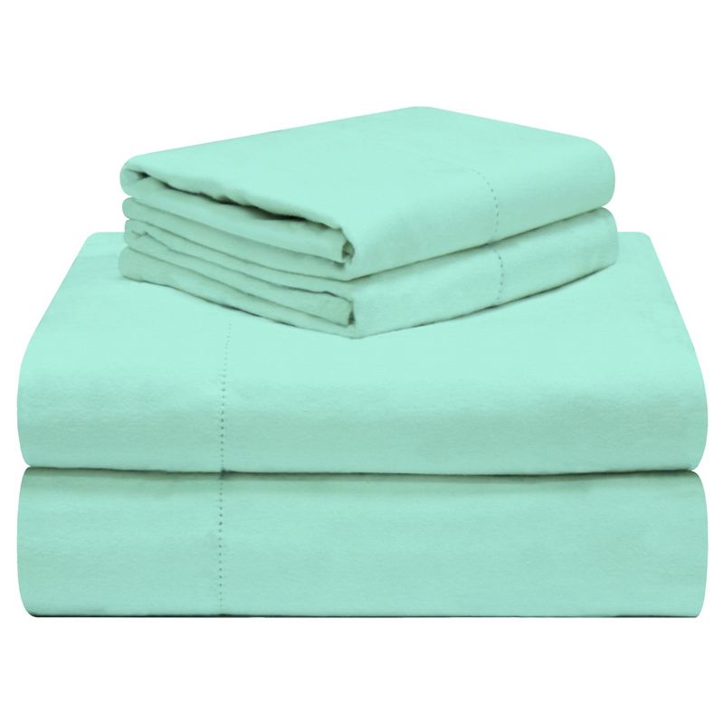 Pointehaven Ultra Super Soft Heavy Weight 190 GSM 100% Cotton Printed or Solid Flannel Deep Pocket Sheet Set, 1 of 5