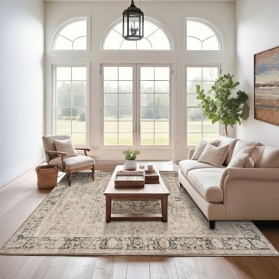 Hillstone Collection 9' x 12' Red Synthetic Vintage Medallion Area Rug