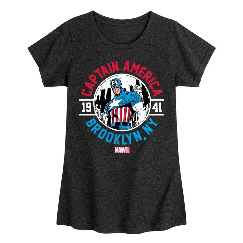 Girls' - Marvel - Captain America Brooklyn Fitted Short Sleeve Graphic T-Shirt - image 1 of 4