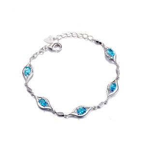 14K White Gold with London Blue Eye Topaz Eye Bracelet - 1 of 4