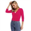 Clearlove Women's Cropped Bolero Cardigan – 3/4 Sleeve V-Neck Basic Classic Casual Button Down Knit Soft Sweater Top - 3 of 4