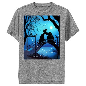 Boy's Lady and the Tramp Kissing in the Moonlight Silhouette Performance Tee - 1 of 4