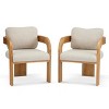 Upholstered Dining Chairs Set of 2 with Removable Pillow Back,Curved Arms and Solid Wood Frame for Dining Room Kitchen-Baofuwish - 3 of 4