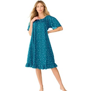 Dreams & Co. Short Floral Print Cotton Gown - 1 of 4