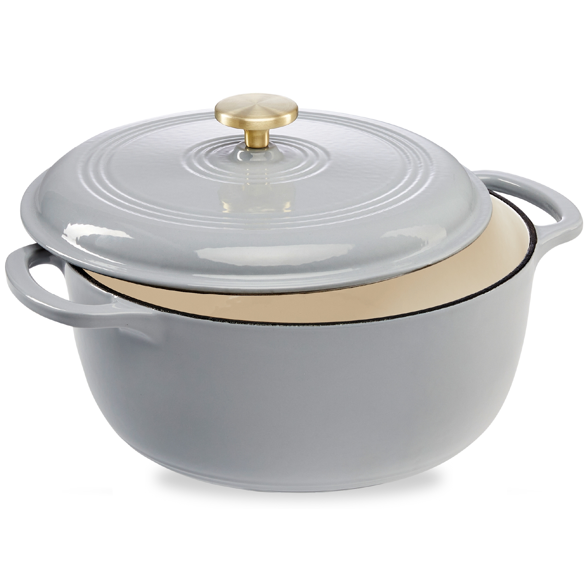 Best Choice Products 7.5 Quart Enamel Cast-Iron Dutch Oven, Heavy-Duty Cookware w/ Dual Handles, Lid - French Gray