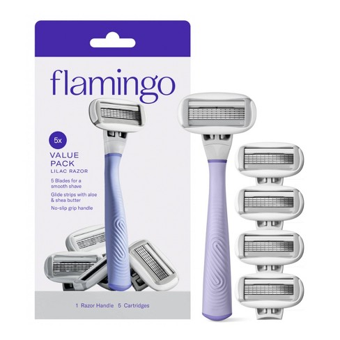 Flamingo Value Pack Non-disposable Razor With Handle - Lilac - 5ct