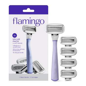 Flamingo Value Pack Non-Disposable Razor with Handle - Lilac - 5ct