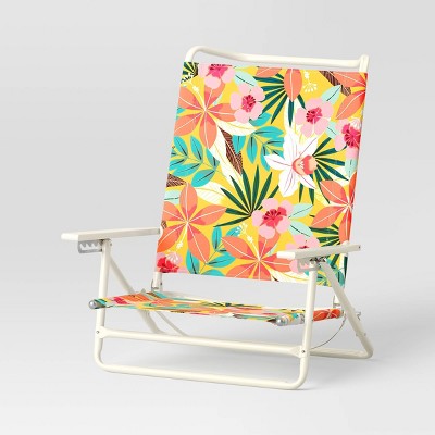 5 Position Beach Chair Tropical Floral Print - Sun Squad™, image 1 of 12 slides