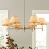 Modern French Country Style6-Light Pendant Light Gold Leaf Fabric Light Shade - 2 of 4