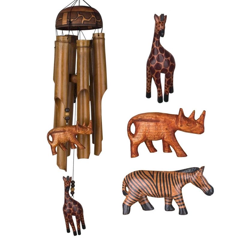 Woodstock Windchimes African Trio Bamboo Windchime, Wind Chimes For Outside, Wind Chimes For Garden, Patio, and Outdoor Décor, 32"L, 4 of 8