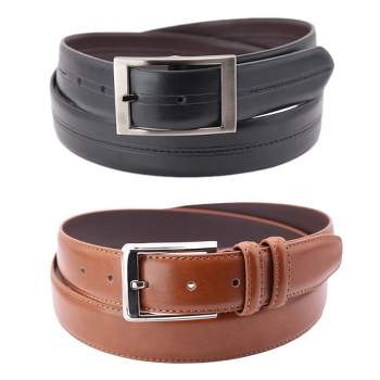 Beverly Hills Polo Club Men's Big & Tall Reversible and Solid Belt (Pack of 2)