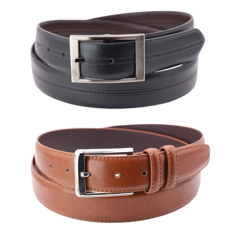 Beverly Hills Polo Club Men's Big & Tall Reversible and Solid Belt (Pack of 2), 1 of 5
