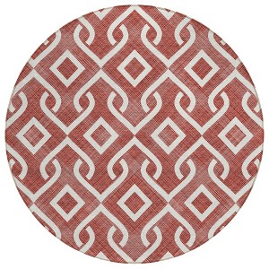 Burgundy And Ivory Geometric Washable Indoor Outdoor Area Rug - 1 of 4