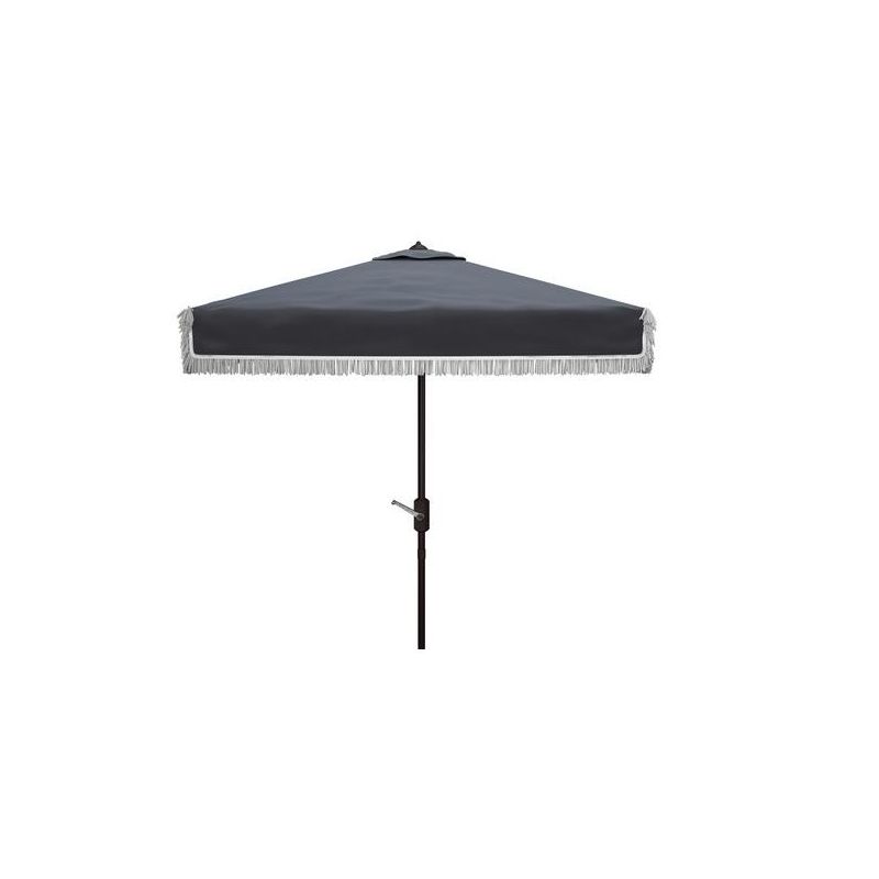 Milan Fringe 7.5 Ft Square Crank Patio Outdoor Umbrella  - Safavieh, 1 of 2