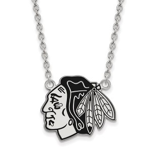 Black Bow Jewelry Sterling Silver Chicago Blackhawks NHL Necklace 18 Inch - 1 of 4