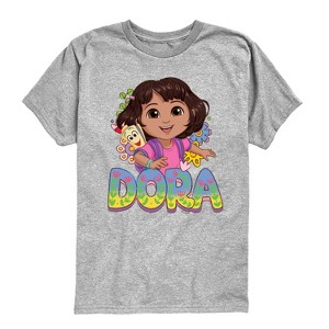 Boys' - Dora the Explorer - Logo Map And Flowers Short Sleeve Graphic T-Shirt - 1 of 4
