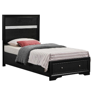 Passion Furniture Madrid Black Wood Frame Twin Panel Bed
