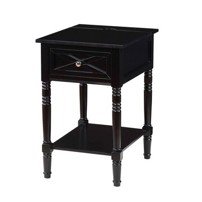 Country Oxford End Table with Charging Station Black - Breighton Home