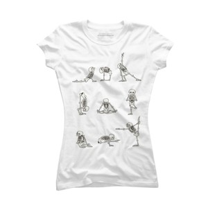 Junior's Design By Humans Skeleton Yoga By huebucket T-Shirt - 1 of 3