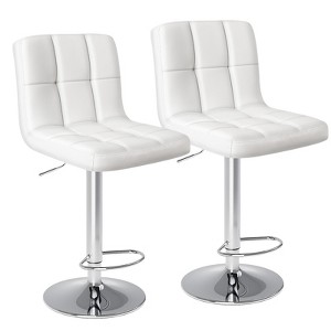 DOMETOUR Bar Stools Set of 2, Counter Height Barstools,Square Seat Cushion Barstool with Back, Height Adjustable PU Leather Swivel Barstool - 1 of 4