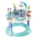Evenflo ExerSaucer Polar Playground Bouncing Activity Center with Fun Activities, Oversized Toys, Adjustable Height Position, and Washable Seat, Blue