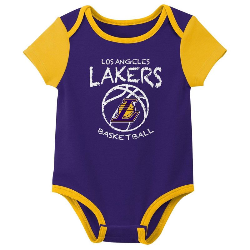 NBA Los Angeles Lakers Infant Boys&#39; 3pk Bodysuit Set, 4 of 5