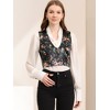 Allegra K Women's Floral Pattern Button Closure Satin Waistcoat Vest - 4 of 4