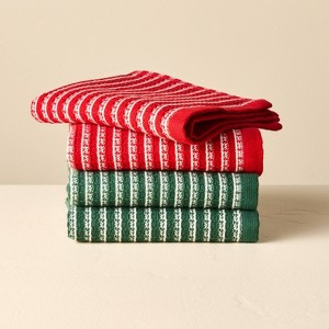 Set of 4 Dish Cloths Red/Green - Hearth & Hand™ with Magnolia - 1 of 3