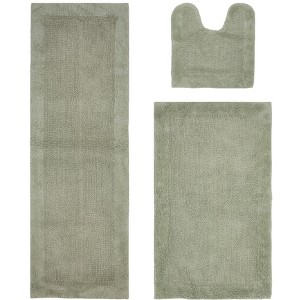 Edge Bath Rug 100% Premium Cotton Ultra-Soft Water Absorbent Tufted Solid Reversible 3 Piece Bathroom Rug Set for Machine Washable Bathmat - 1 of 4