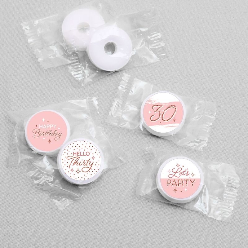 Big Dot of Happiness 30th Pink Rose Gold Birthday - Happy Birthday Party Round Candy Sticker Favors - Labels Fits Chocolate Candy (1 sheet of 108), 3 of 6