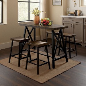 Royal Hampton Counter Height Table With Angled Metal Legs, Black And ...