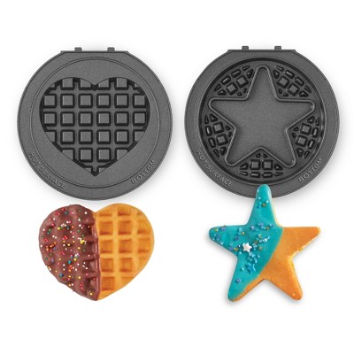 Dash 2pc Removable Plate Set Heart & Star: Nonstick Waffle Maker Plates, Multicolor, Aluminum, Hand Wash