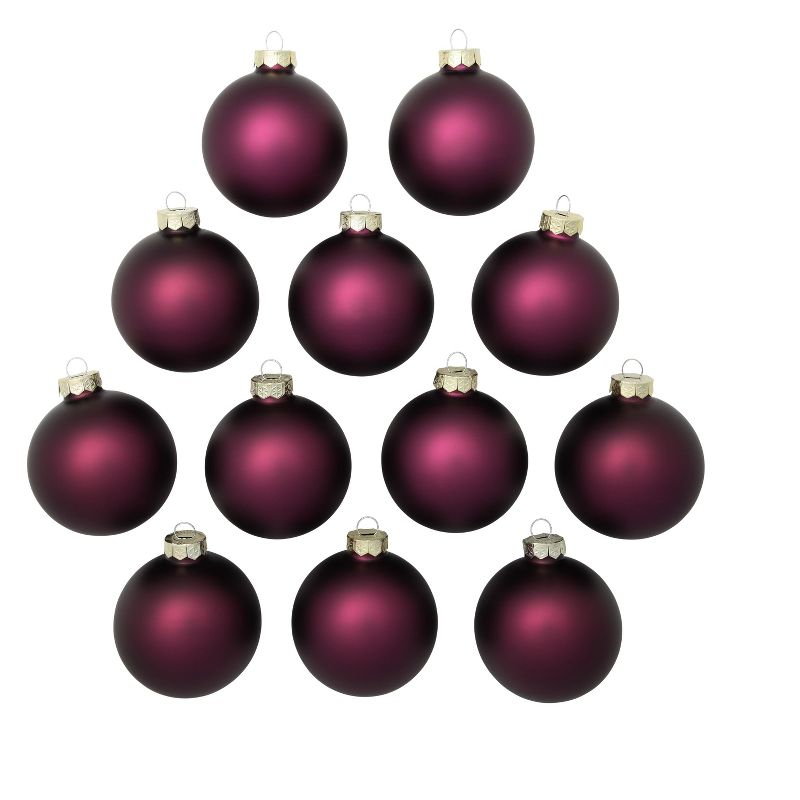 Northlight Matte Finish Glass Christmas Ball Ornaments - 2.75" (80mm) - Purple - 12ct, 3 of 4